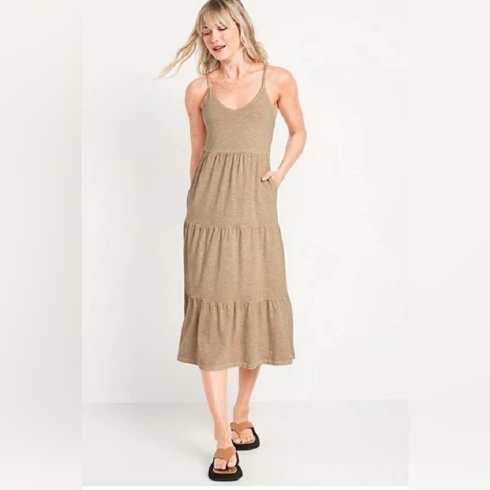 Old Navy Tiered Slub-Knit Midi Cami Swing Dress Size M